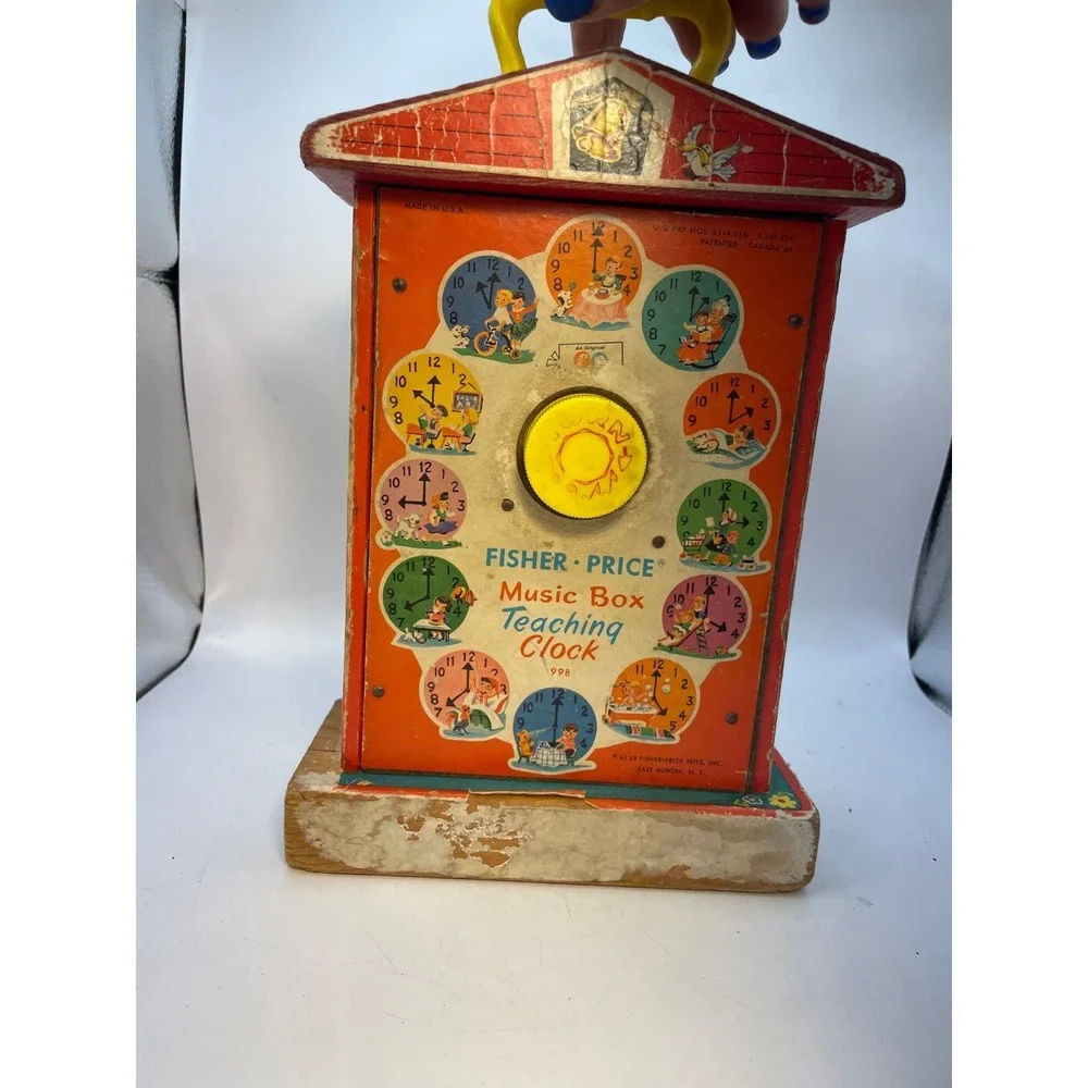 Fisher Price Musical Tick Tock Teaching Clock Music Japan Movement-Works 1962-68